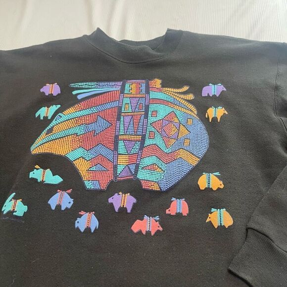Vtg 90s Native American Art Animals Tewa Tees Crewneck Sweatshirt Size Medium - Picture 5 of 8